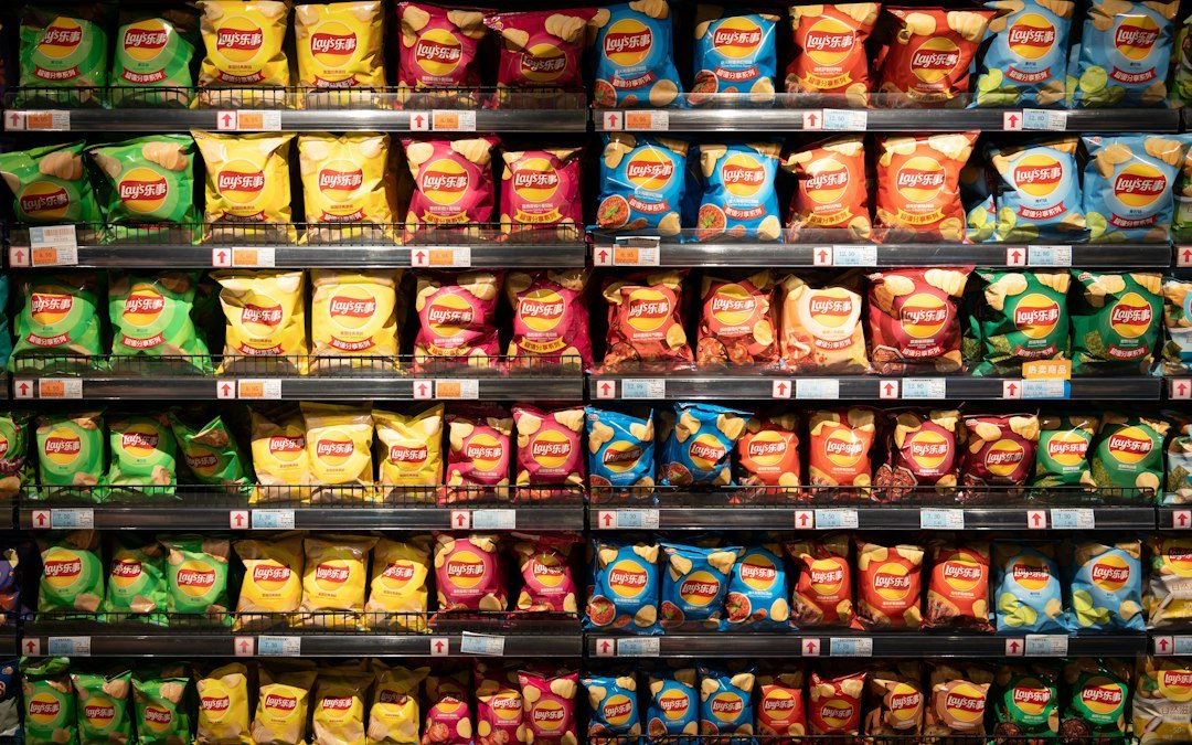 Ultra-processed foods and brain health: supermarket aisle of packaged chips